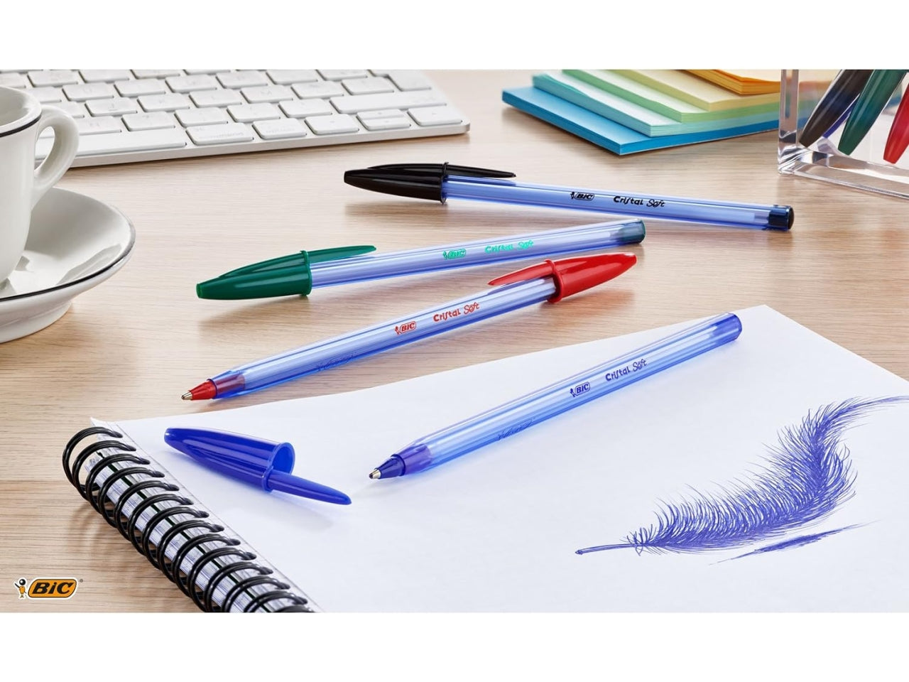 Penna Bic Cristal Soft a sfera colori assortiti, tratto 1.2 mm, confezione 4 pezzi