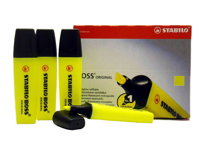 Stabilo evidenziatore Boss giallo  la confezione contiene 10 pezzi