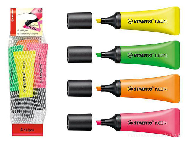 Stabilo neon retina  la confezione contiene 4 colori