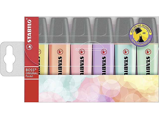 Evidenziatore STABILO BOSS ORIGINAL Colori Pastello Set da 6 Tratto 2-5 mm