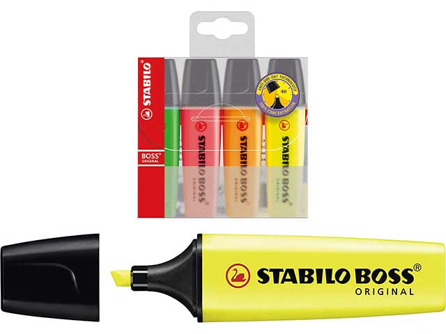 Stabilo Boss evidenziatori  la confezione contiene 4 pezzi