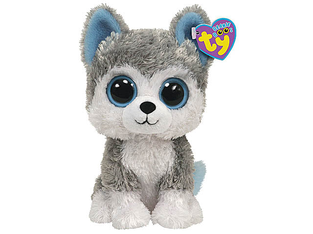 Peluche Ty Beanie Boos Slush Husky con occhi glitterati grigio e bianco 15 cm