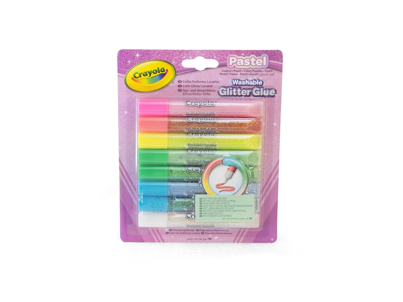 Colle Glitter Lavabili Crayola Pastel set 8 tubi