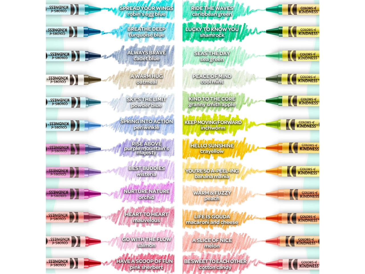 Set Pastelli a Cera Colours of Kindness 24 Pezzi - Multicolor, 7,2x3x10 cm, 131 gr, Cera, Certificato CE, Unisex, EtÃ  3+ | Crayola