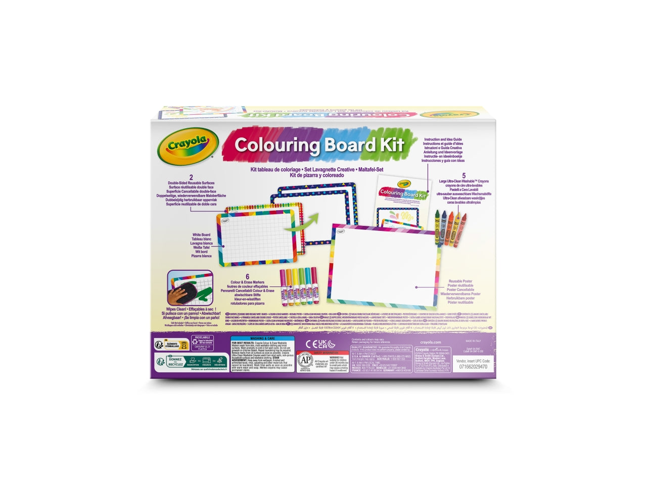 Lavagnette Creative - Multicolor, 26,5x5,6x20 cm, 360 gr, Carta, Provenienza Italia, Certificato CE, Unisex, EtÃ  5+, 6 Pennarelli Colora&Ricolora, 5 Maxi Pastelli a Cera Ultra Lavabili, 2 Lavagnette a Doppia Faccia Bianche/Nere, 1 Poster Rivestito, G