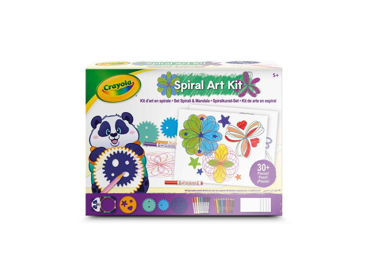 Set Spirali & Mandala - Multicolor, 26,5x5,6x20 cm, 320 gr, Carta e Plastica, Provenienza Italia, Certificato CE, Unisex, EtÃ  5+, 12 Mini Matite Colorate, 8 Pennarelli Lavabili, 1 Animaletto Mandala con 3 Ingranaggi, 1 Ingranaggio con Stencils, 16 Fo