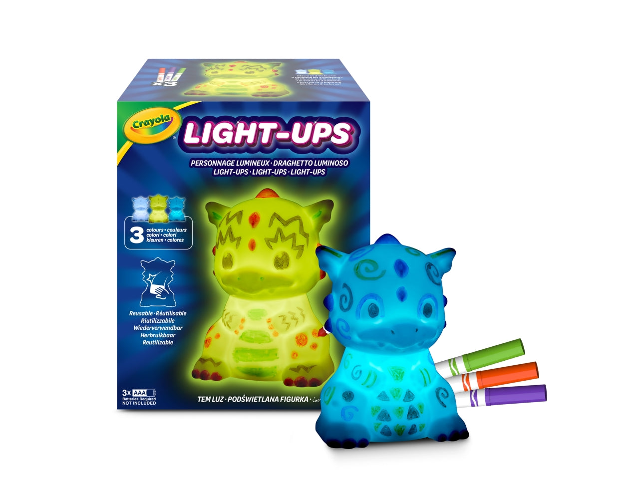 Lighr-ups personaggi luminosi unicorno e draghetto da colorare