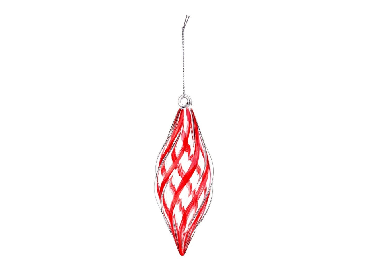 Pendente di Natale in vetro trasparente e rosso 6x13 cm - Bizzotto