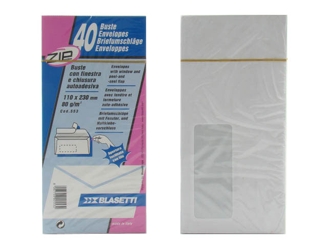 Buste per corrispondenza Blasetti in carta bianco 80gr 11x23cm