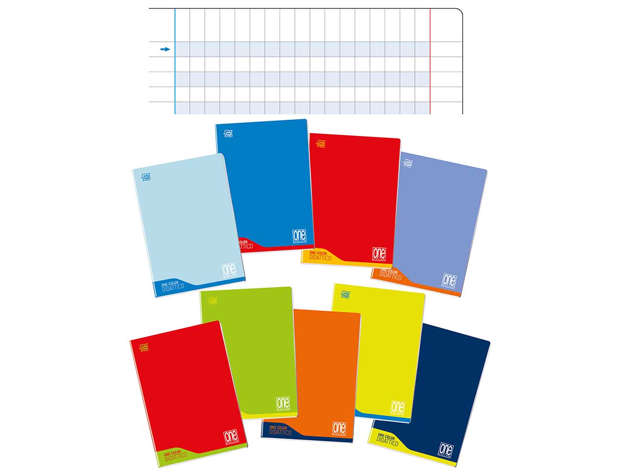 Quaderno maxi didattico per disgrafia one color 100g a quadretti 10m confezione 6 pezzi - Blasetti