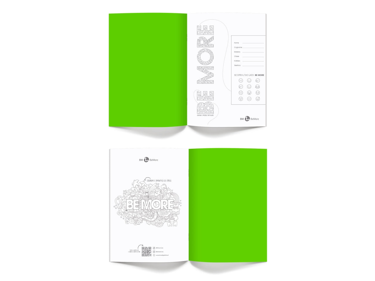 Quaderni maxi fluo linea be more different formato 21x29,7, pagine 72+r, rigatura 5 mm confezione da 10 quaderni