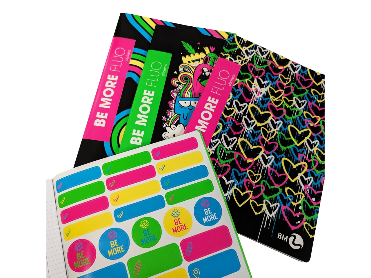 Quaderni maxi fluo linea be more different formato 21x29,7, pagine 72+r, rigatura 5 mm confezione da 10 quaderni