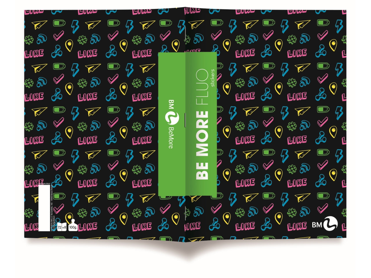 Quaderni maxi fluo linea be more different formato 21x29,7, pagine 72+r, rigatura 5 mm confezione da 10 quaderni