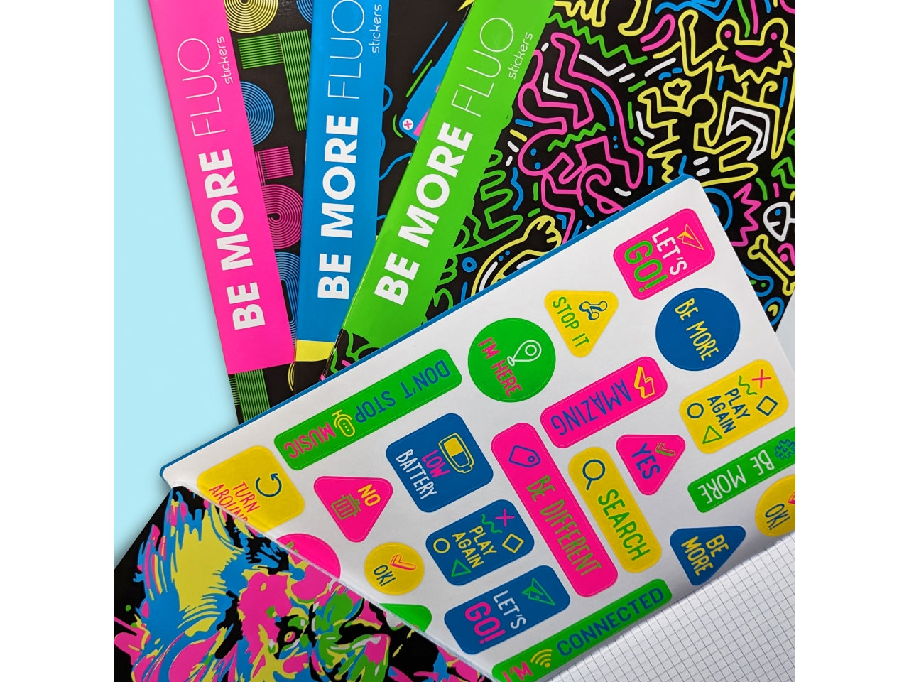 Quaderni maxi fluo linea be more different formato 21x29,7, pagine 72+r, rigatura 5 mm confezione da 10 quaderni