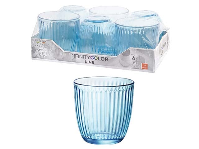 Bicchiere acqua Line da 29cl in confezione da 6 bicchieri azzurri