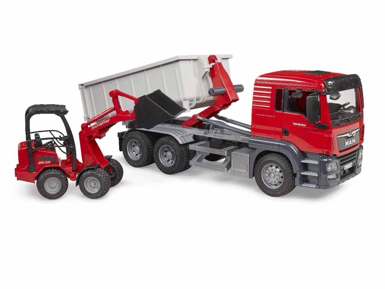 Man tgs camion container ribaltabile con schaeffer