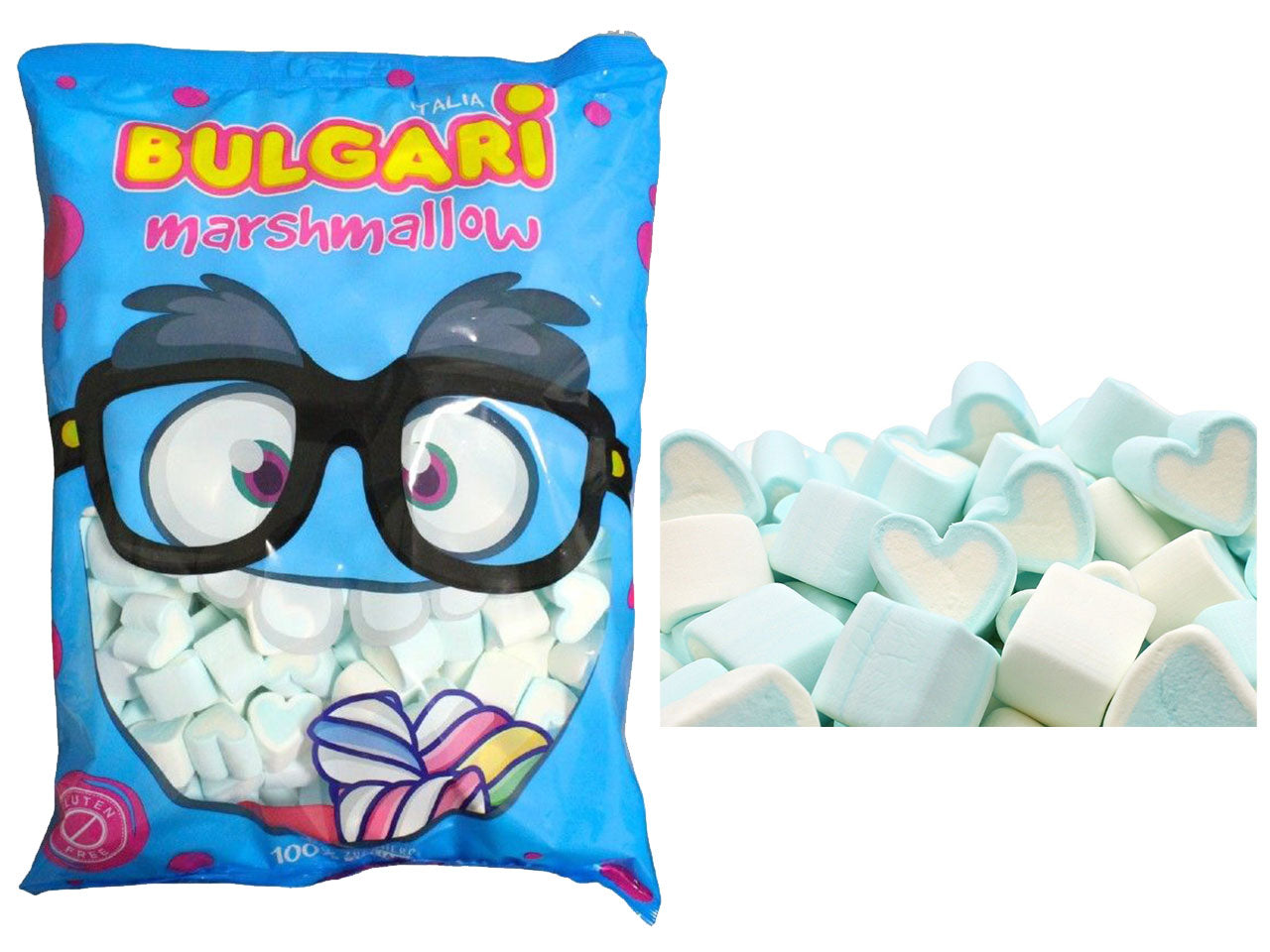 Marshmallow estruso mix cuori azzurri - 1000g