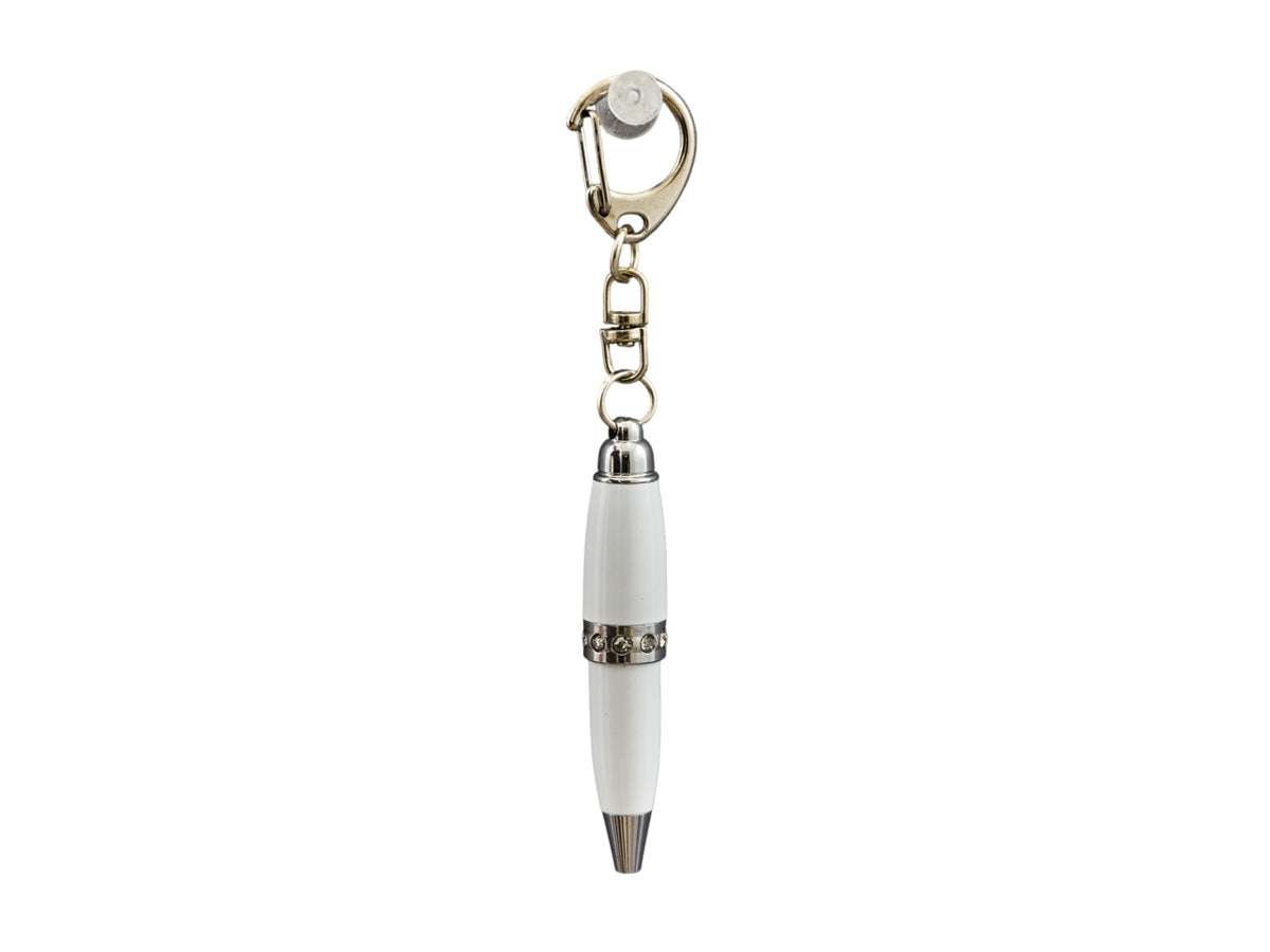 Penna portachiavi strass bianca misura 1,2x1,2x7cm