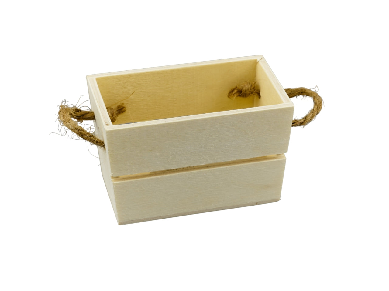 Cassettina Rettangolare portaoggeti in Legno Stile Scandinavo con Manici in Corda 8x5x5cm - Design Italiano Minimal