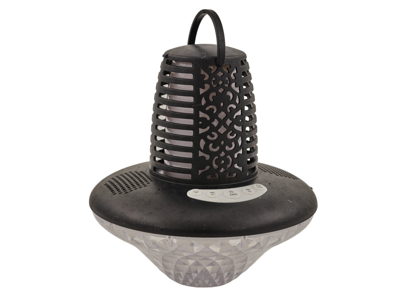 Lampada galleggiante musicale con illuminazione led in plastica nera e trasparente - Melograno Tech