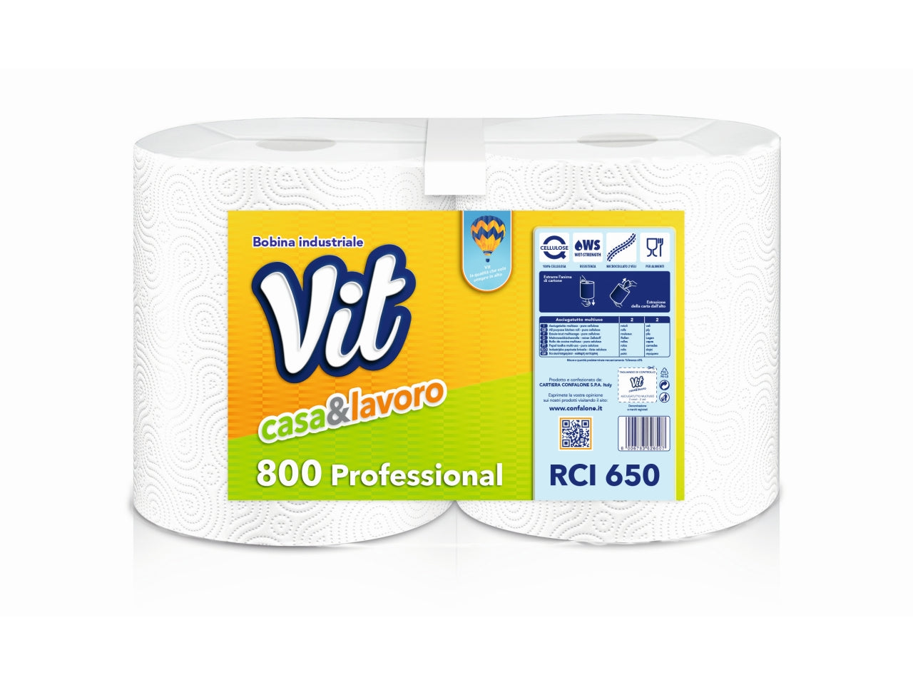 Vit casa & lavoro carta asciugatutto professional 800 - confezione da 2 rotoli$