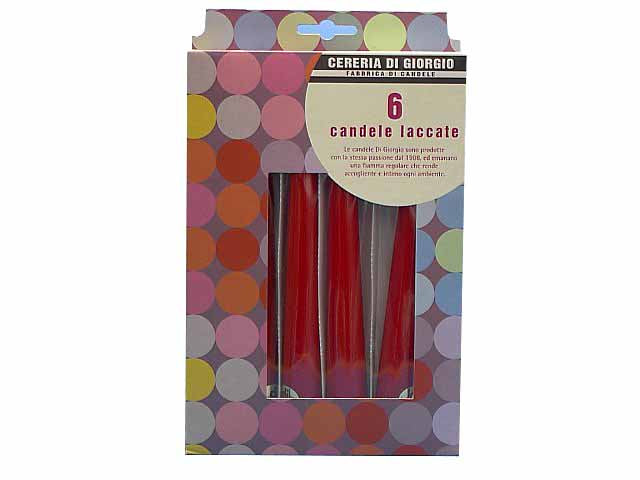 Candela conica 21cm 6 pezzi rosso 1310 14