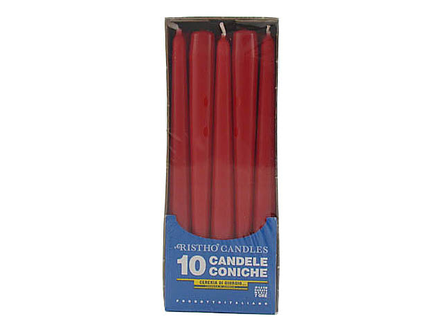 Candela conica 25 10pz rossa 56213.14