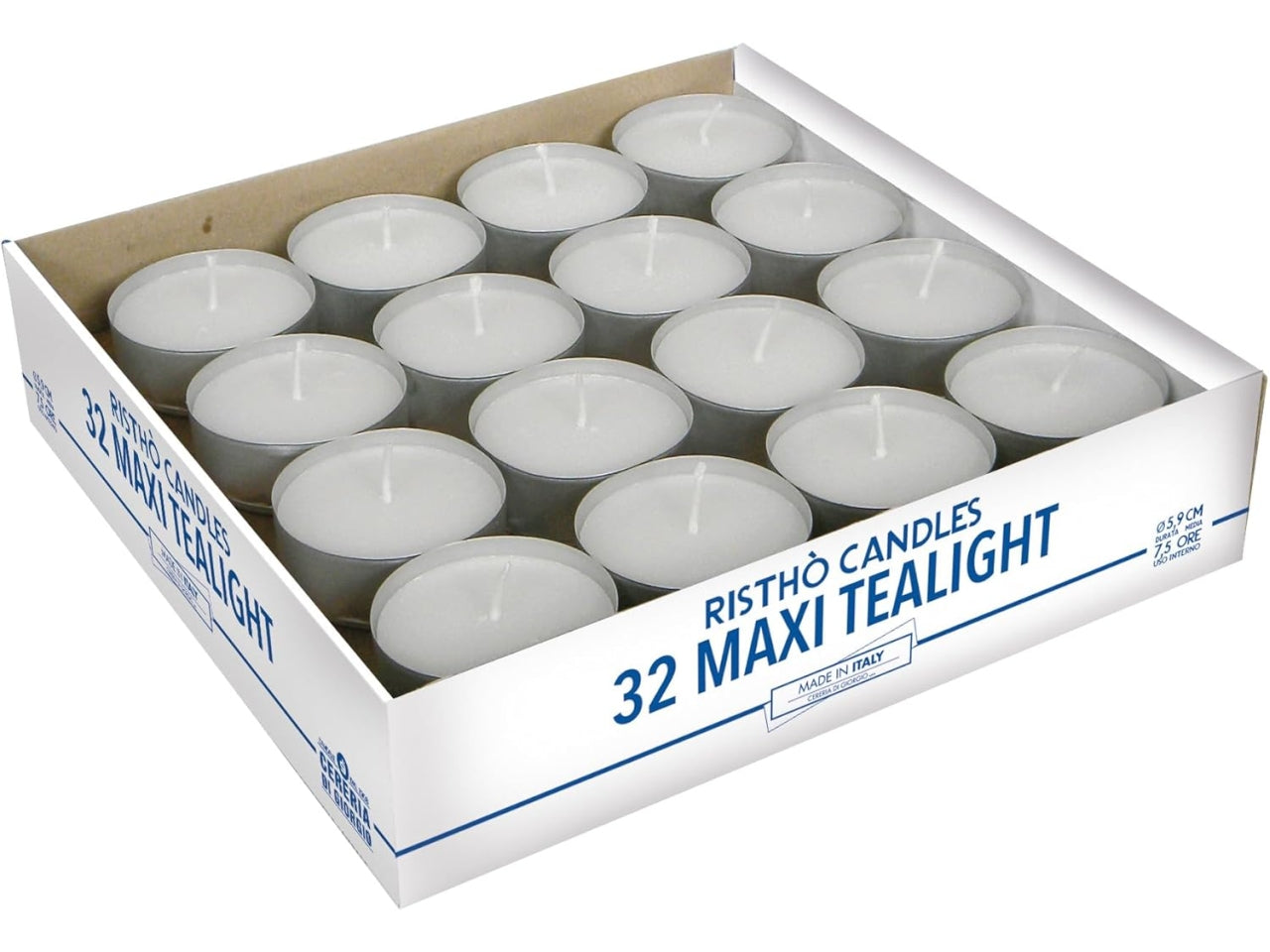 Candela t-light 32 pezzi 5,9 cm di diametro 7,5 ore