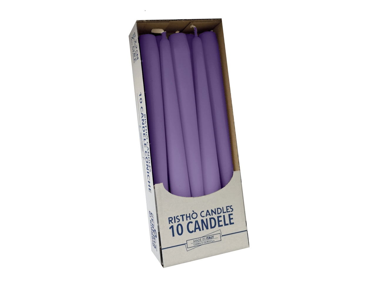 Candela conica 25cm lavanda/glicine set da 10 candele