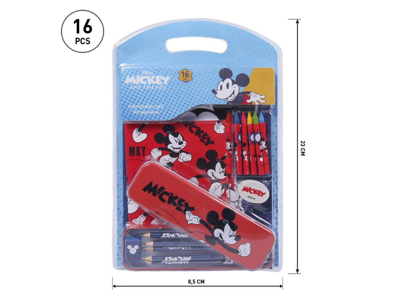 Set cancelleria scolastica per bambino Disney Mickey, per colorare e disegnare, tema Mickey and friends - CerdÃ 