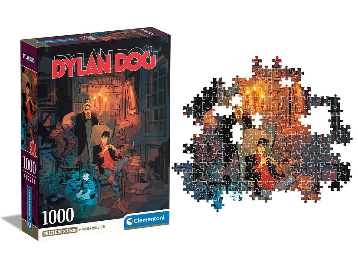 Puzzle 1000 pezzi fumetto Dylan Dog, 50x70 cm con poster incluso, 18+ anni, Made in Italy - Clementoni