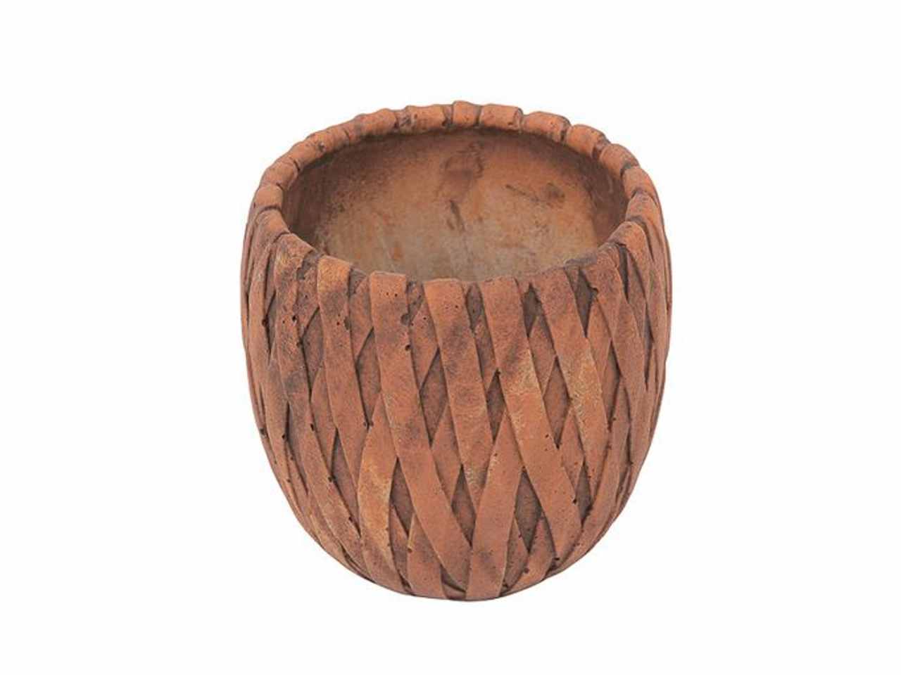 Vaso finitura rattan d.15xh.14 cm terracotta