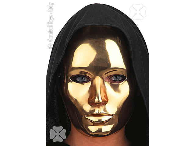 Maschera viso medio metallizzata oro in plastica