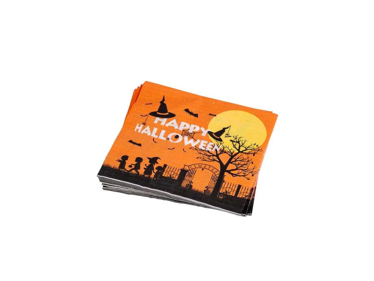 12 tovaglioli in carta halloween arancioni 16,5x16,5cm