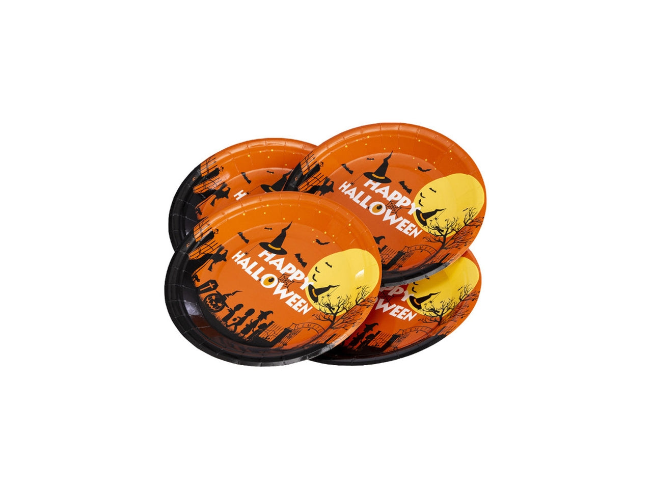 6 piatti in carta halloween arancioni diametro 23cm