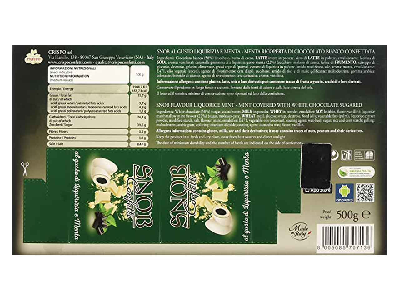 Confetti snob 500gr liq/menta 010137547