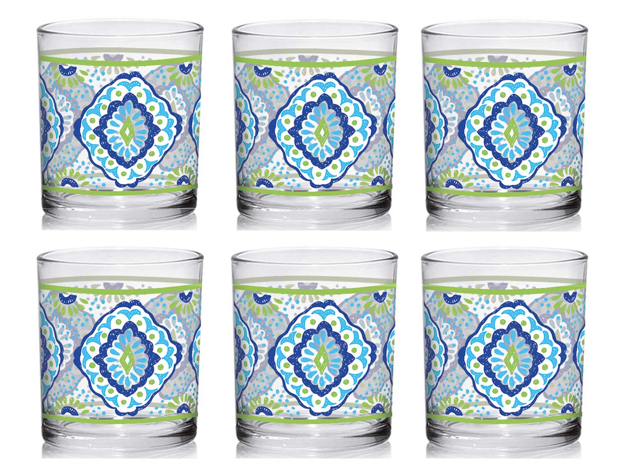 Bicchieri acqua in vetro Pompei stile mediterraneo 220cc, confezione da 6 pezzi - Cerve