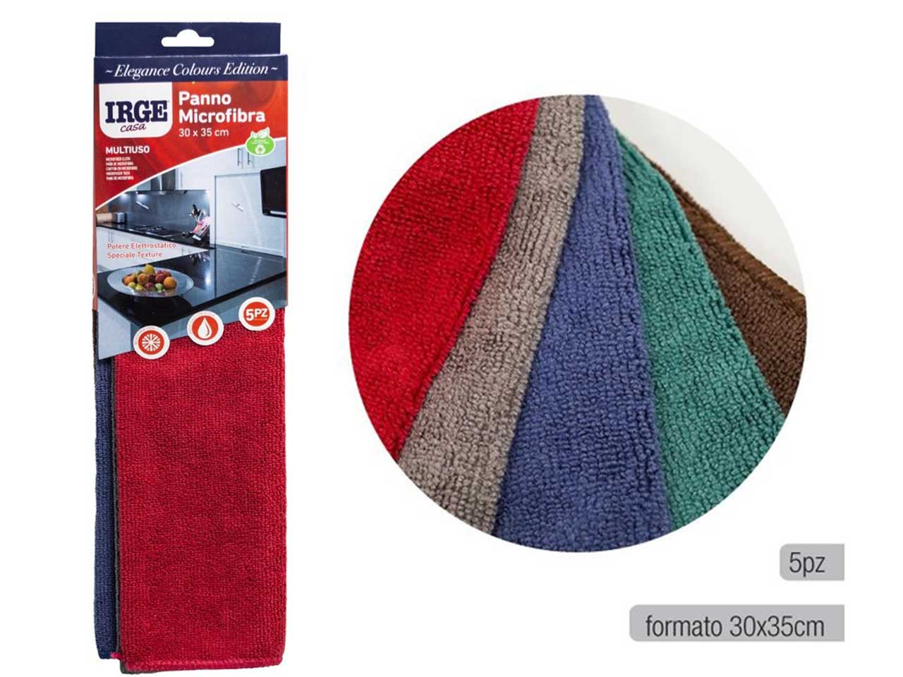 Panno irge in microfibra 30x35cm - set da 5 pezzi