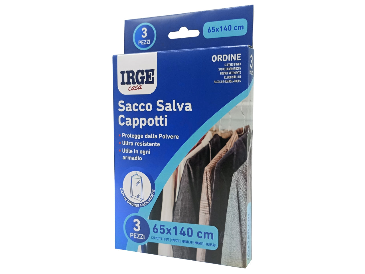 Sacco salva cappotti 65x140cm set 3 sacchi