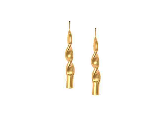 Candela fiamma metallic h.14xd.2cm colore oro set da 2 candele