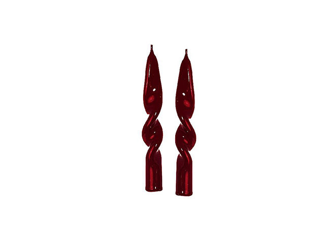 Candele fiamma 14x2cm in confezione da 2 pezzi bordeaux lucido