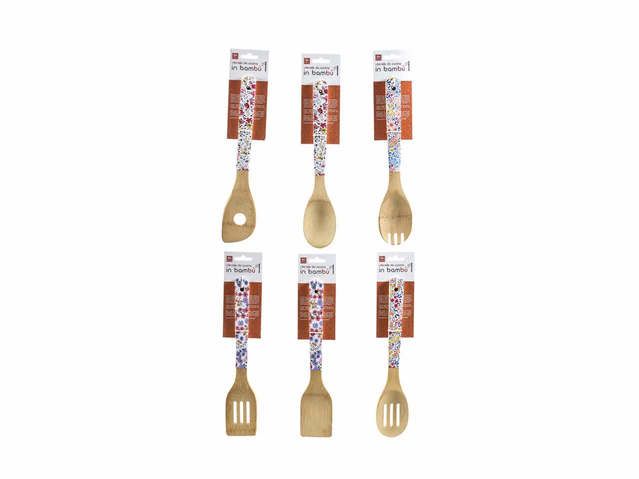 Utensile da cucina in bambu' 30x6x0.8cm forme e decori assortiti