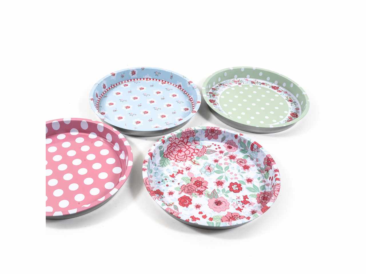 Vassoio tondo in latta d.34x4cm decori assortiti