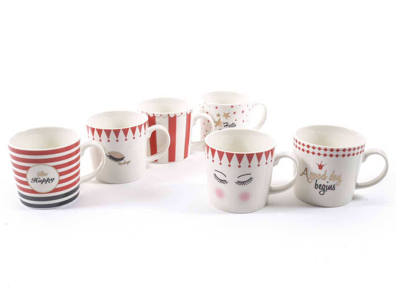 Tazzone in porcellana con oro zecchino linea circus misura 12,5x9,3xh.8,8cm assortita