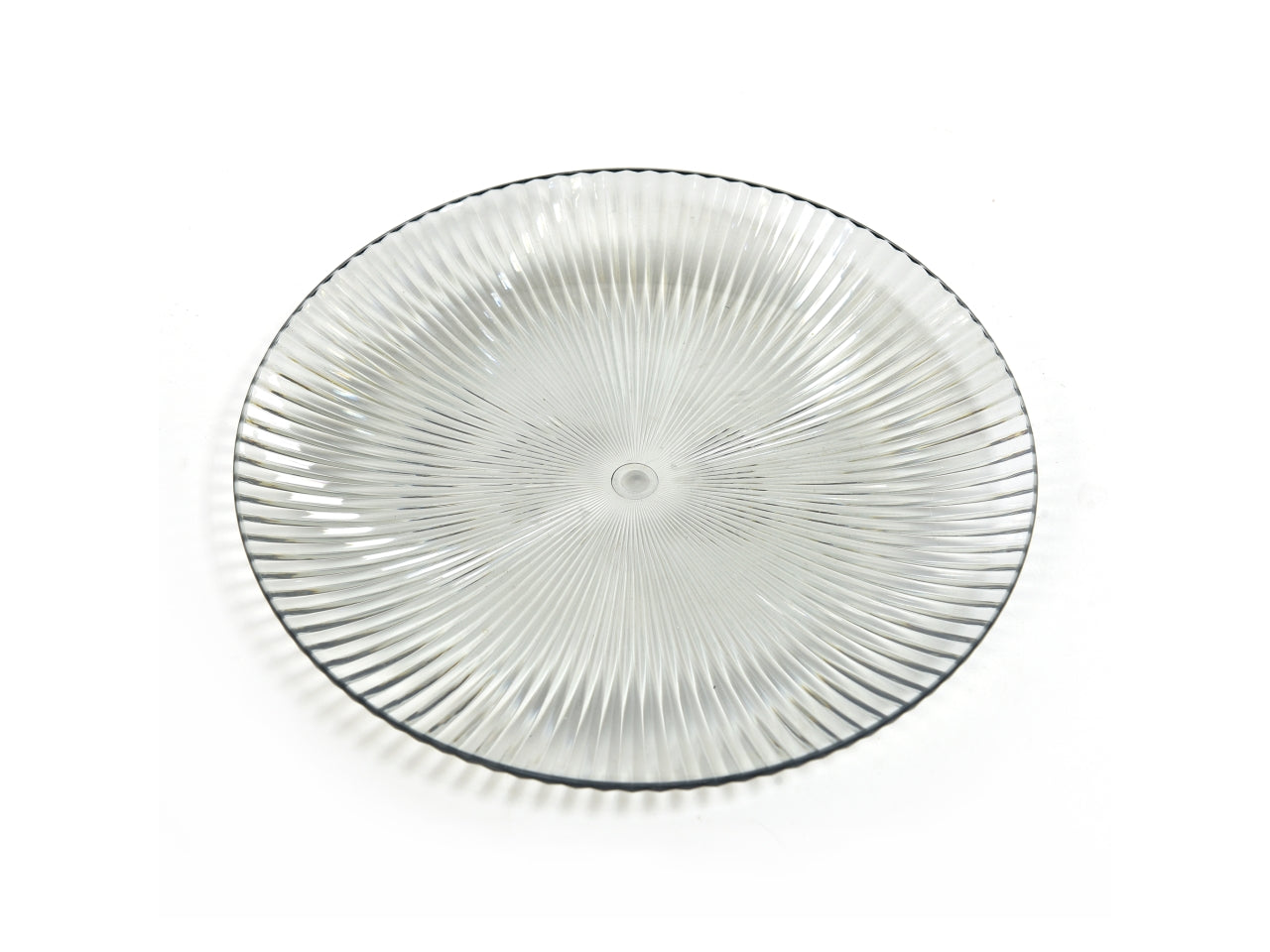 Piatto piano in plastica grigio fumo stile moderno, 20x1,5 cm - Mercury