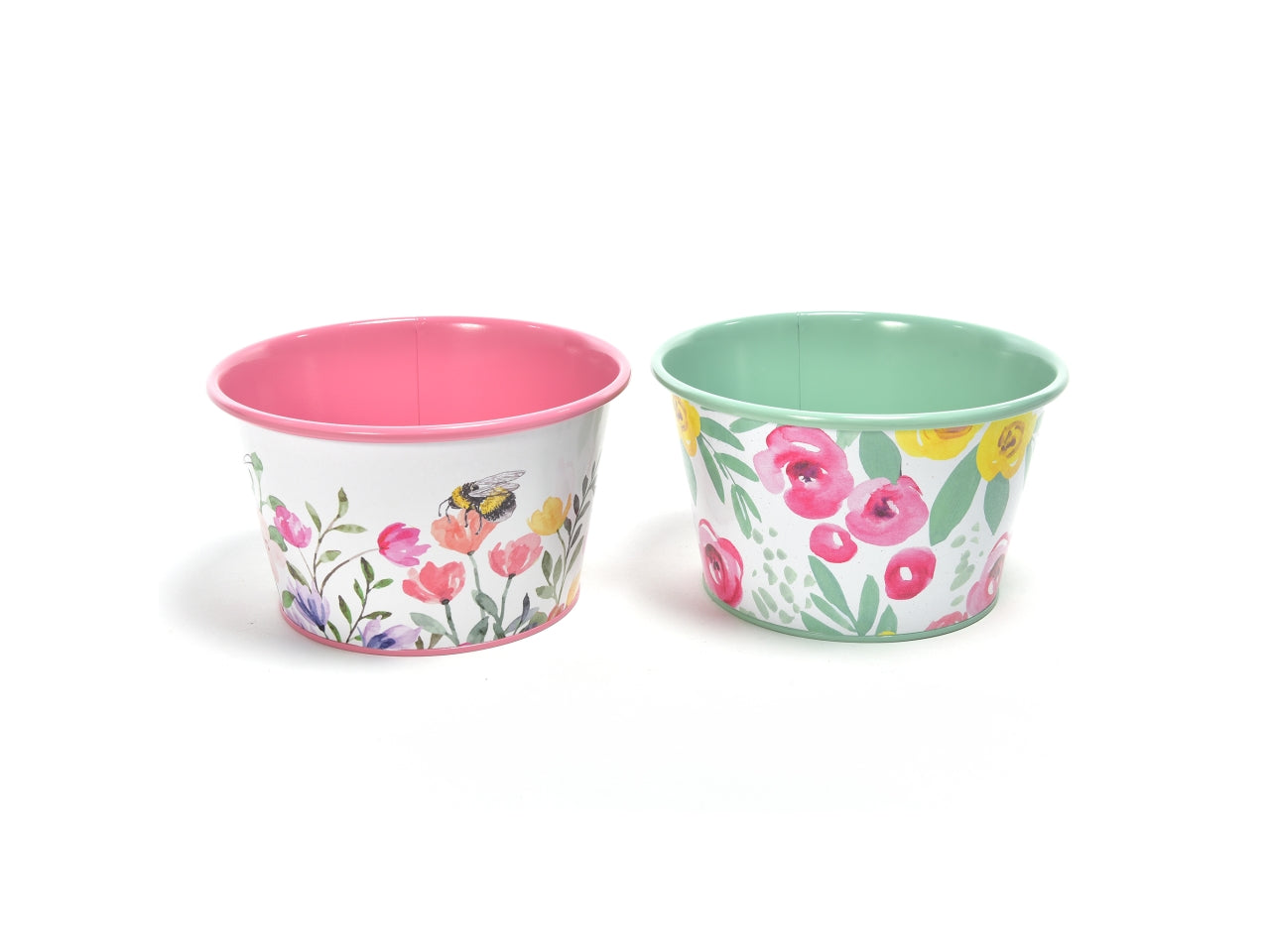 Portavaso country in latta multicolor a campana floreale 19x11cm - M Home