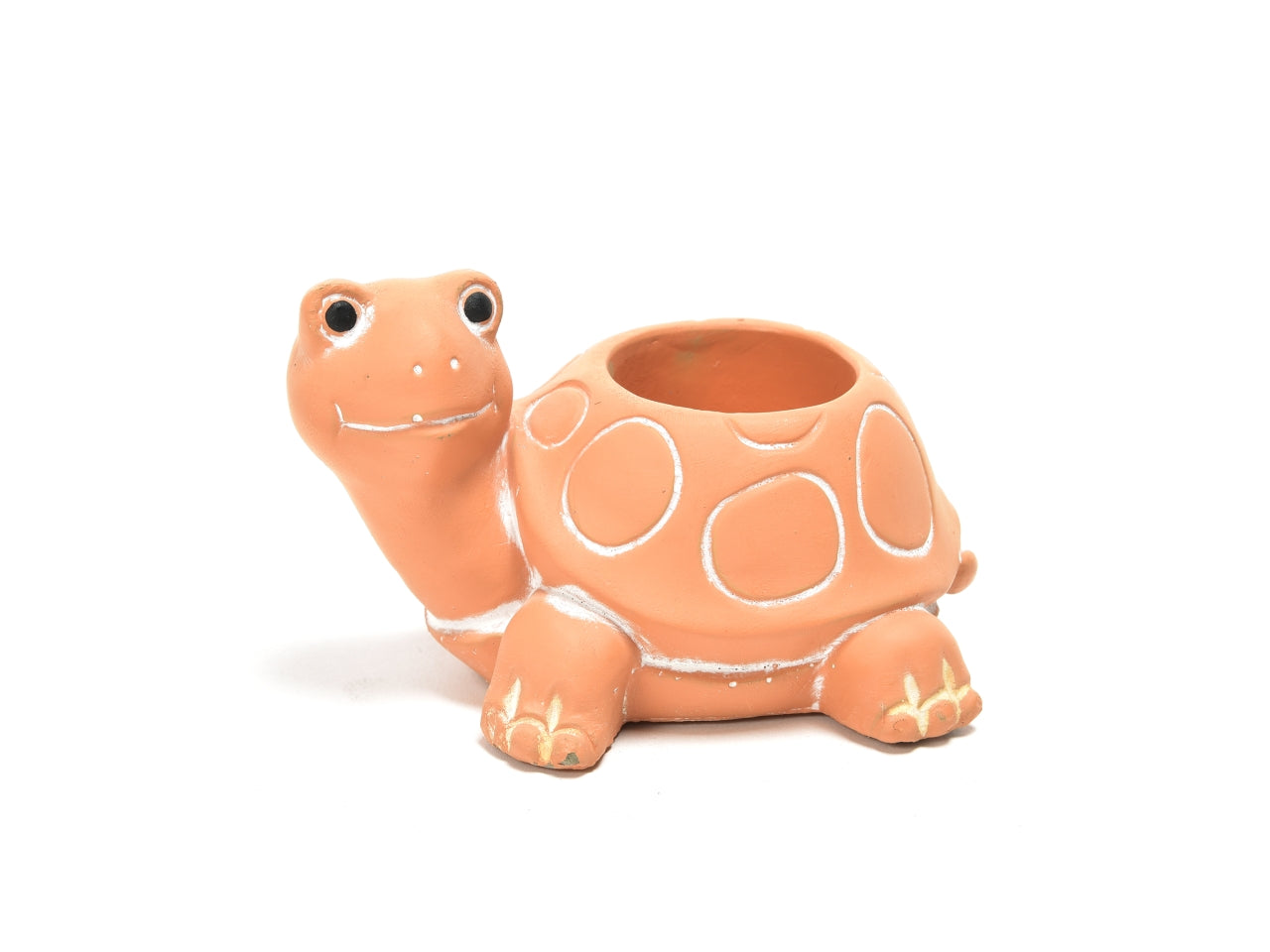 Portavaso in terracotta naturale forma tartaruga per uso interno 12x9,5x8 cm - M Home