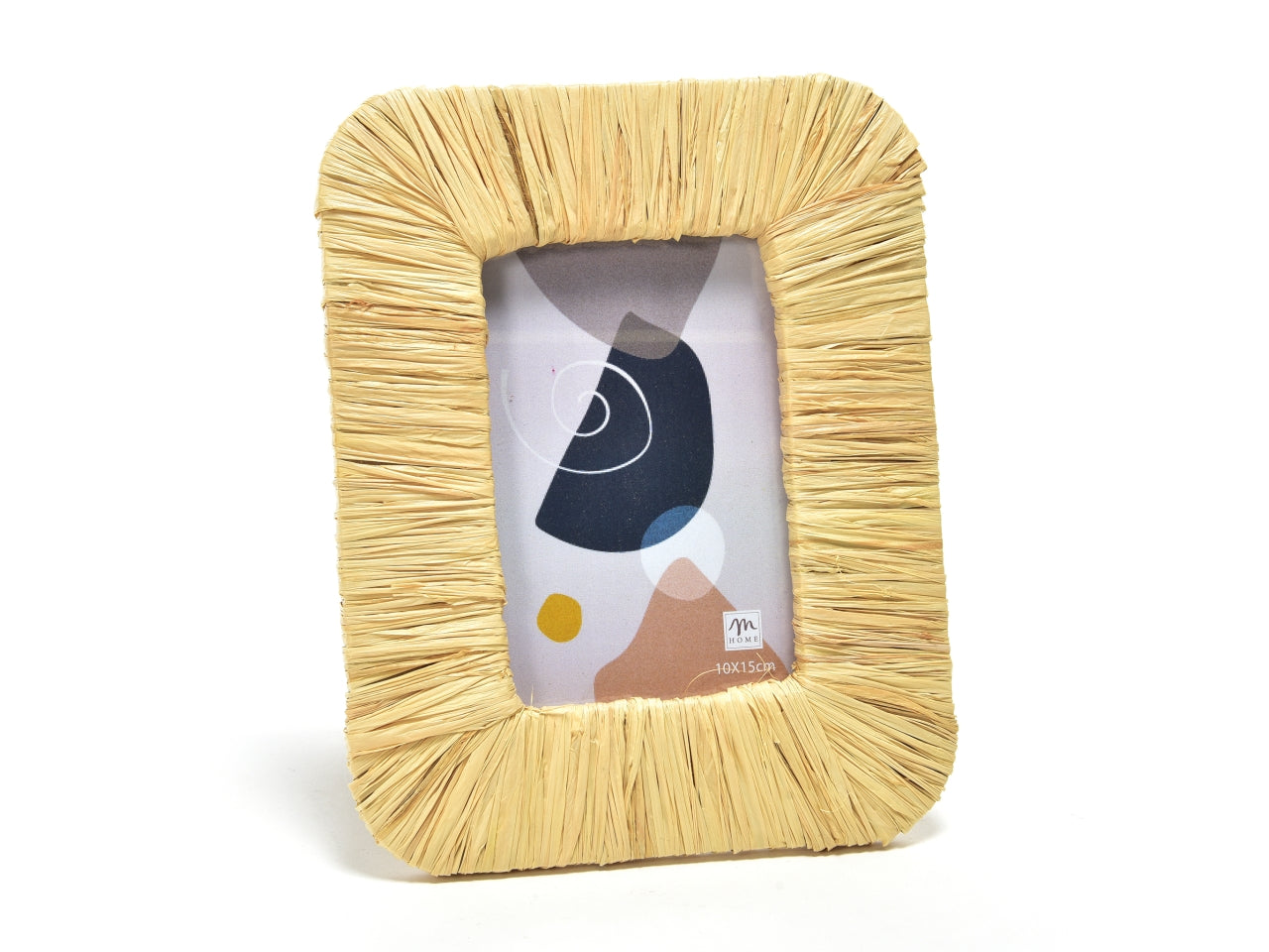Cornice portafoto in legno e raffia naturale boho per foto 10x15 cm - M Home