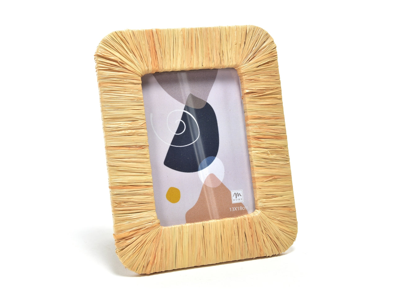 Cornice portafoto in legno e raffia naturale boho per foto 13x18 cm - M Home