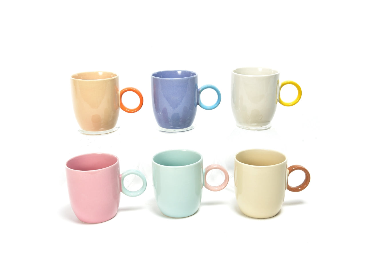 Tazza mug colazione vintage in ceramica, particolare con colori assortiti, monocromatica, 420ml - d.9xh.10cm - Mercury